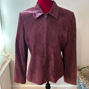 Jones New York Maroon Suede Jacket size 10 NWT